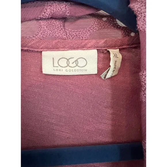 LOGO by Lori Goldstein Purple 3/4 Sleeve Open Cardigan Sweater Size XL - Picture 4 of 6